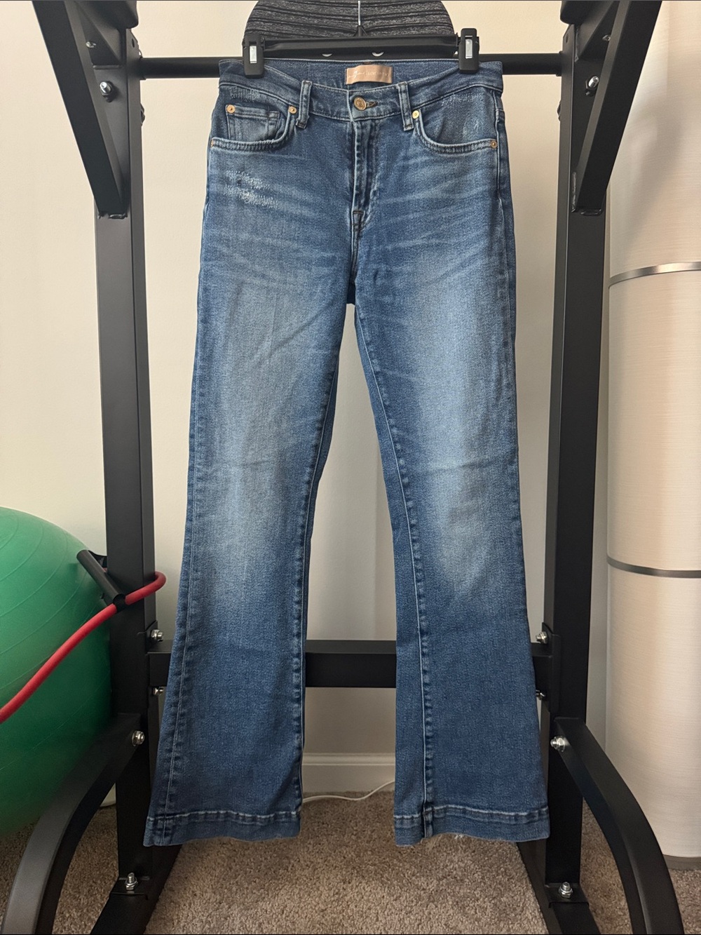 7 for all Mankind Bootcut Tailorless Luxe, Size 27, Mid-Blue Flared Jeans